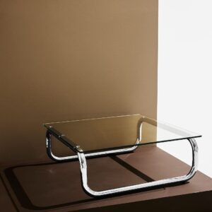 Pastill – Lulu soffbord i glas och krom 80×80 cm – Transparent – Soffbord – Från Homeroom