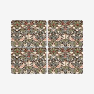 Pimpernel – Bordsunderlägg Morris & Co Strawberry Thief Brown 4-pack – Flerfärgad – Löpare & tabletter – Från Homeroom
