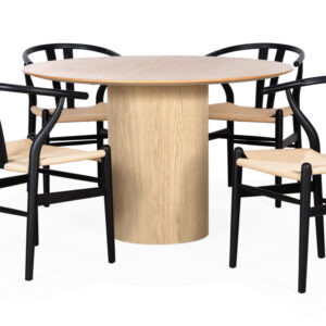 RIBERA/LUNDA 11 Matgrupp 4 Stolar Natur/Svart