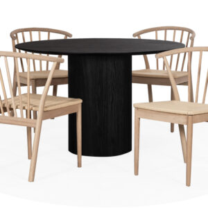 RIBERA/NINNI Matgrupp 4 Stolar Svart/Natur