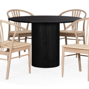 RIBERA/YRSA Matgrupp 4 Stolar Svart/Natur