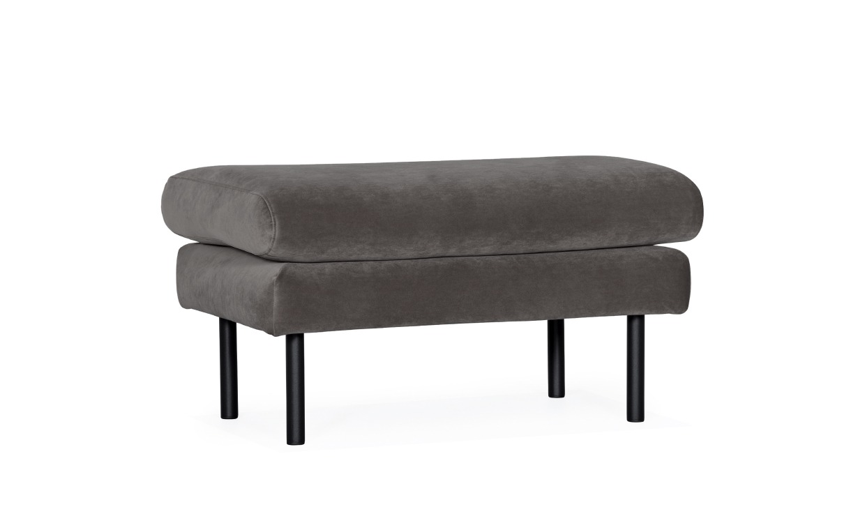 SANDHAMN Fotpall Velvet Mörkgrå