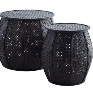 SATSBORD Bambu Svart 2-set