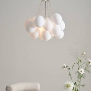 SEATON 21 taklampa Krom/opalglas