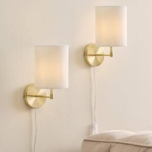 SETH PLISSÉ vägglampa 2-pack Mässing/vit