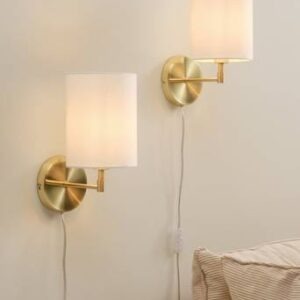 SETH vägglampa 2-pack Vit/mässing