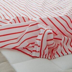 SIMA dra-på-lakan ekologisk Vit/tomatröd