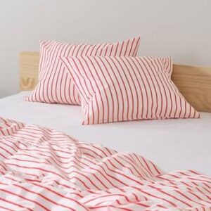 SIMA örngott 2-pack ekologisk Vit/tomatröd