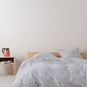 SIMA påslakanset dubbelsäng ekologisk Vit/gråsvart