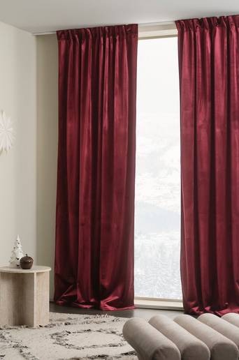 SIMONE multifunktionsgardin 2-pack Vinröd