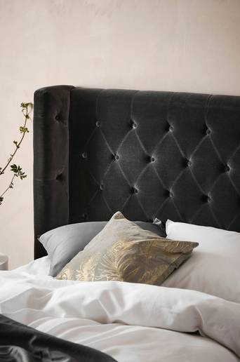 SKENE LYX sänggavel 120 cm Kolgrå