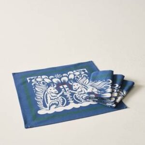 SQUIRRELS servett 4-pack Blå/vit