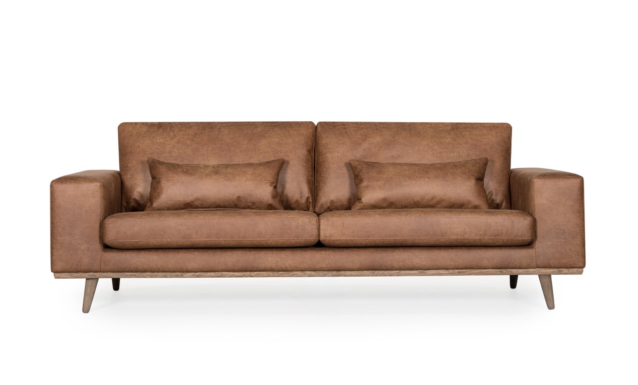 STOCKHOLM Leather 3-sits Cognac