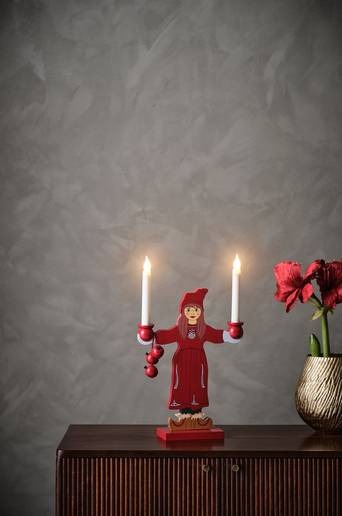 SUNDBORN elljusstake Röd