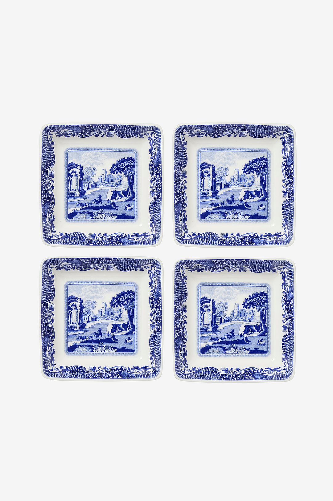 Spode – Fyrkantiga skålar Blue Italian 7,5 cm, 4-pack – Blå – Skålar – Från Homeroom