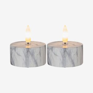 Star Trading – Marble LED värmeljus 2 pack Flamme – Grå – Dekorativ julbelysning – Från Homeroom