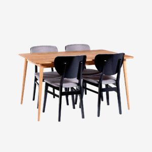 Stenexpo – Matgrupp Alborg med 4 st Borgholm stol. – Brun – Matgrupp 4 personer – Från Homeroom