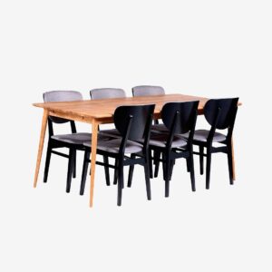 Stenexpo – Matgrupp Alborg med 6 st Borgholm stol. – Brun – Matgrupp 6 personer – Från Homeroom