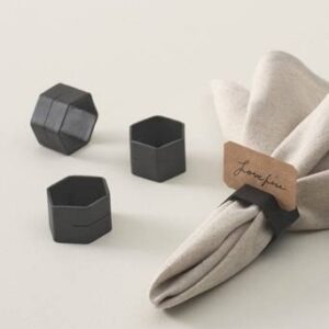 TERRA servettring med placeringskortshållare 4-pack Black