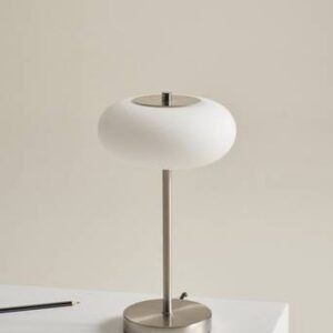 THALIA bordslampa Nickel satin/vit