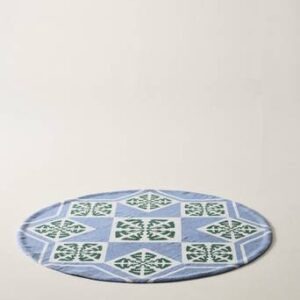 TREELINE slätvävd matta ø 110 cm Blå/grön/vit