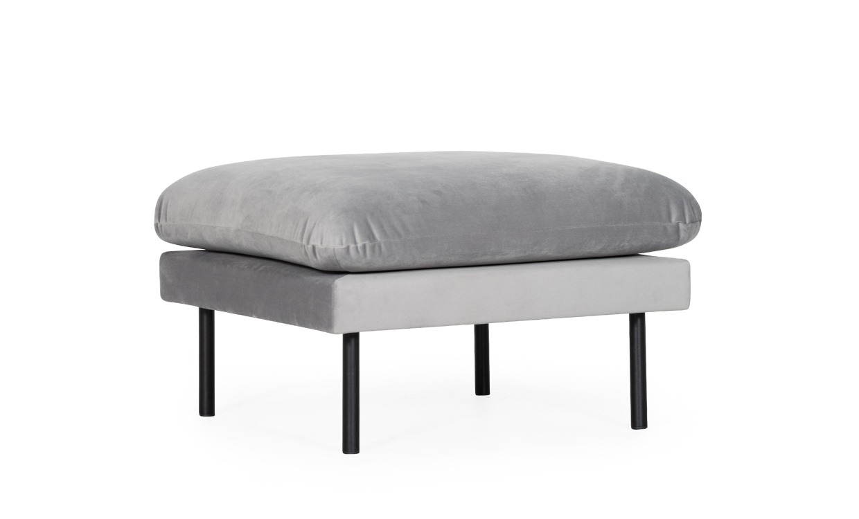 VAXHOLM Fotpall Sammet Ljusgrå