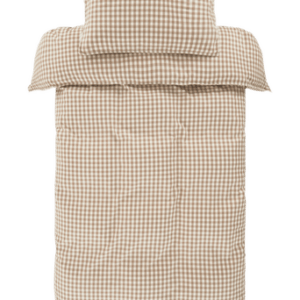VERMONT påslakanset enkelsäng – ekologisk Brun/vit rutig