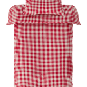 VERMONT påslakanset enkelsäng – ekologisk Röd/creme