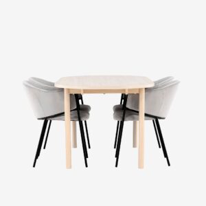 Venture Home – Andy matbord med Evelina matstol – Grå – Matgrupp 4 personer – Från Homeroom