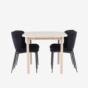 Venture Home – Andy matbord med Modesto matstol – Svart – Matgrupp 4 personer – Från Homeroom