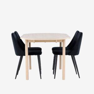 Venture Home – Andy matbord med Night matstol – Svart – Matgrupp 4 personer – Från Homeroom