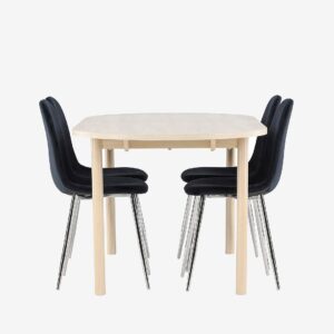 Venture Home – Andy matbord med Polar matstol – Silver – Matgrupp 4 personer – Från Homeroom