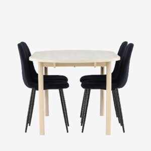 Venture Home – Andy matbord med Polar matstol – Svart – Matgrupp 4 personer – Från Homeroom