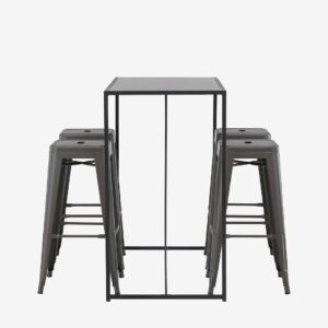 Venture Home – Barset Brea med 4st barstolar Tempe – Svart – Matgrupp 4 personer – Från Homeroom