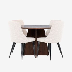 Venture Home – Bootcut matbord med Leone matstol – Beige – Matgrupp 4 personer – Från Homeroom