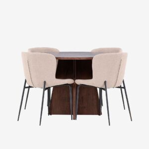 Venture Home – Bootcut matbord med Modesto matstol – Beige – Matgrupp 4 personer – Från Homeroom