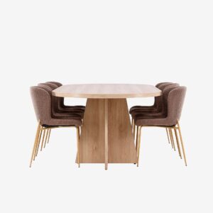 Venture Home – Bootcut matbord med Modesto matstol – Brun – Matgrupp 6 personer – Från Homeroom