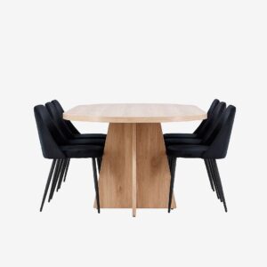 Venture Home – Bootcut matbord med Night Dining-stol – Svart – Matgrupp 6 personer – Från Homeroom