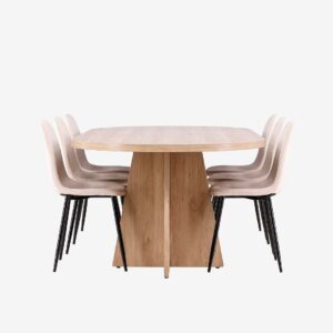 Venture Home – Bootcut matbord med Polar matstol – Beige – Matgrupp 6 personer – Från Homeroom