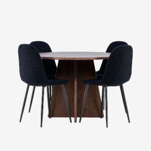 Venture Home – Bootcut matbord med Polar matstol – Svart – Matgrupp 4 personer – Från Homeroom