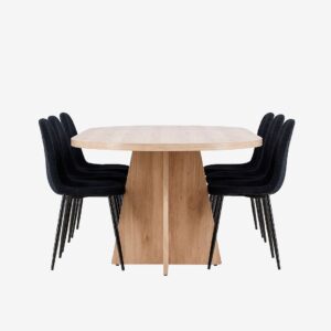 Venture Home – Bootcut matbord med Polar matstol – Svart – Matgrupp 6 personer – Från Homeroom