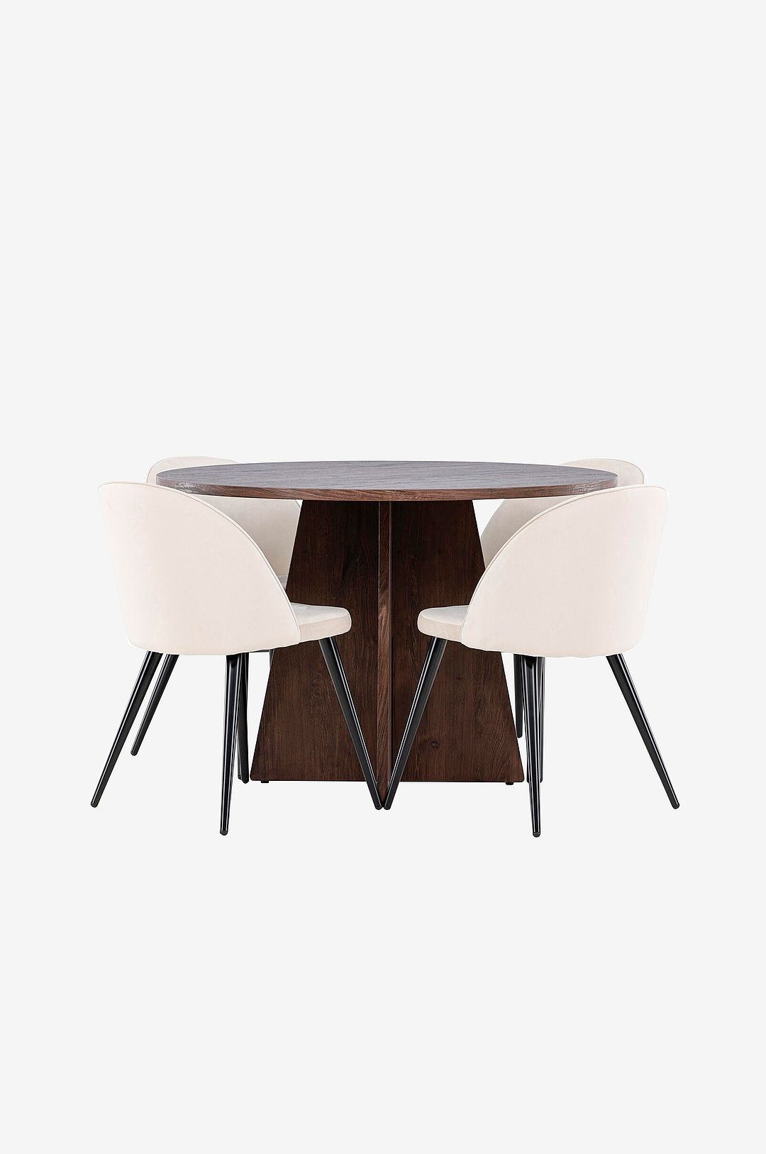 Venture Home – Bootcut matbord med matstol i sammet – Beige – Matgrupp 4 personer – Från Homeroom