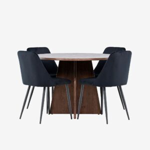 Venture Home – Bootcut matbord med nattmatstol – Svart – Matgrupp 4 personer – Från Homeroom