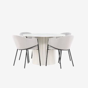 Venture Home – Härön Matbord med Evelina Matstol – Grå – Matgrupp 4 personer – Från Homeroom