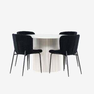 Venture Home – Härön matbord med Modesto matstol – Svart – Matgrupp 4 personer – Från Homeroom