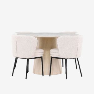 Venture Home – Lanzo matbord med Agnes matstol – Vit – Matgrupp 4 personer – Från Homeroom