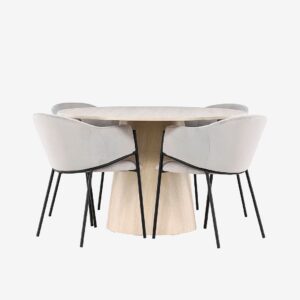 Venture Home – Lanzo matbord med Evelina matstol – Grå – Matgrupp 4 personer – Från Homeroom