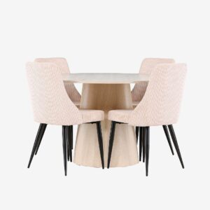 Venture Home – Lanzo matbord med Leone matstol – Beige – Matgrupp 4 personer – Från Homeroom