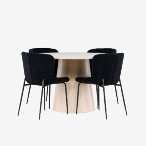 Venture Home – Lanzo matbord med Modesto matstol – Svart – Matgrupp 4 personer – Från Homeroom