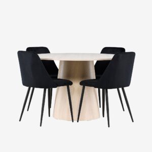 Venture Home – Lanzo matbord med nattmatstol – Svart – Matgrupp 4 personer – Från Homeroom